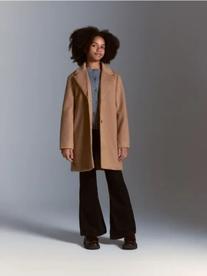 Reserved - Klasyczny płaszcz jednorzędowy - beżowy