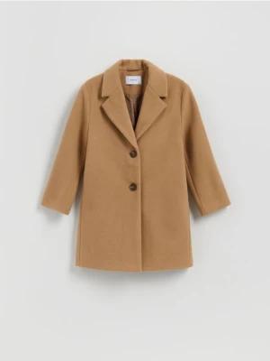 Reserved - Klasyczny płaszcz jednorzędowy - beżowy