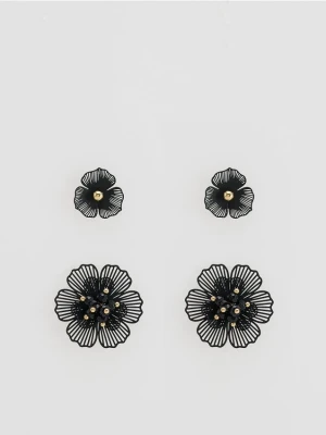Reserved - Kolczyki w kształcie kwiatów 2 pack - czarny