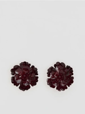 Reserved - Kolczyki w kształcie kwiatów - bordowy