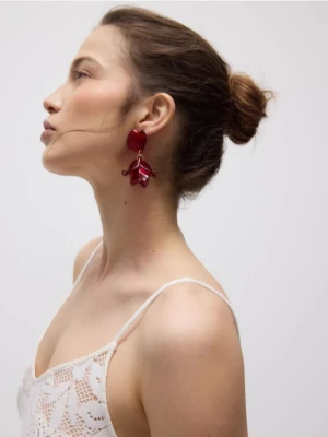 Reserved - Kolczyki w kształcie kwiatów - bordowy