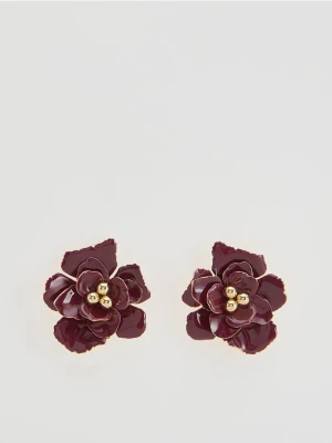 Reserved - Kolczyki w kształcie kwiatów - bordowy