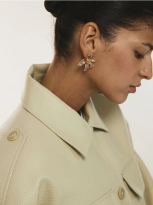 Reserved - Kolczyki w kształcie kwiatów - brązowy