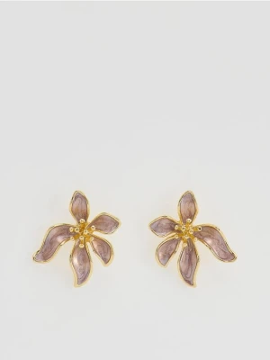 Reserved - Kolczyki w kształcie kwiatów - brązowy