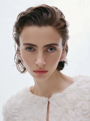 Reserved - Kolczyki w kształcie kwiatów - brudny róż