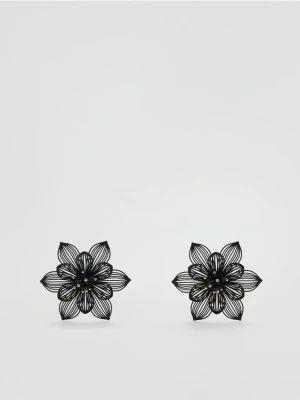 Reserved - Kolczyki w kształcie kwiatów - czarny