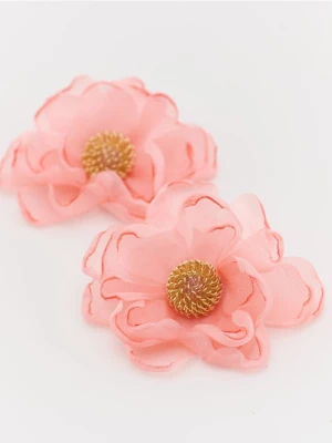 Reserved - Kolczyki w kształcie kwiatów - pastelowy róż