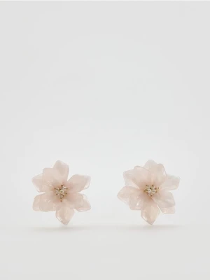 Reserved - Kolczyki w kształcie kwiatów - pastelowy róż