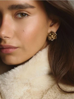 Reserved - Kolczyki w kształcie kwiatów - złoty