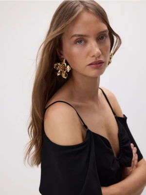 Reserved - Kolczyki w kształcie kwiatów - złoty