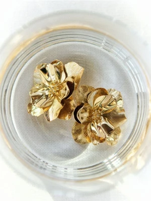 Reserved - Kolczyki w kształcie kwiatów - złoty