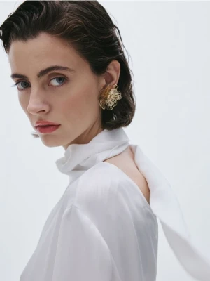 Reserved - Kolczyki w kształcie kwiatów - złoty