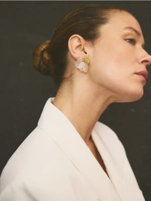 Reserved - Kolczyki z masą perłową - biały