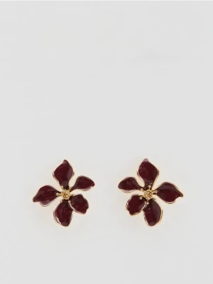 Reserved - Kolczyki z motywem kwiatów - bordowy