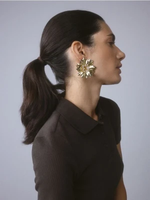 Reserved - Kolczyki z motywem kwiatów - złoty