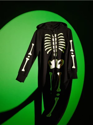 Reserved - Kombinezon szkielet świecący w ciemności - czarny