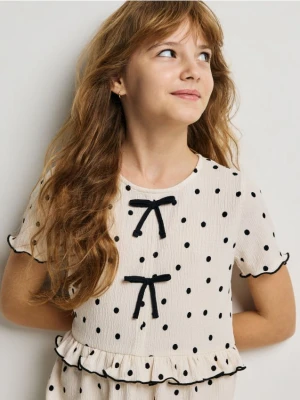 Reserved - Kombinezon w kropki - kremowy