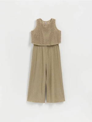 Reserved - Kombinezon z ażurowym topem - ciemnozielony