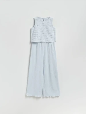 Reserved - Kombinezon z ażurowym topem - jasnoniebieski