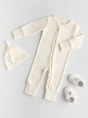 Reserved - Kombinezon z czapką - złamana biel