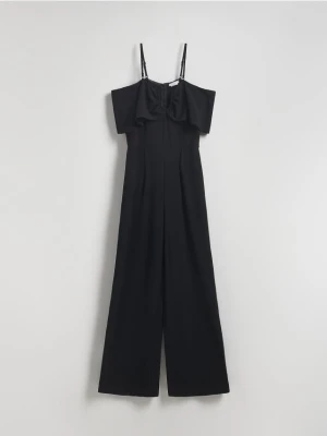 Reserved - Kombinezon z dekoracyjną falbaną - czarny