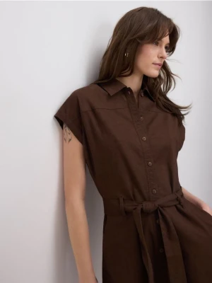 Reserved - Kombinezon z dodatkiem lnu - ciemnobrązowy