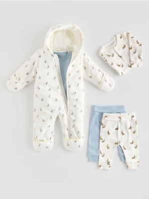 Reserved - Kombinezon z kapturem Piotruś Królik - kremowy