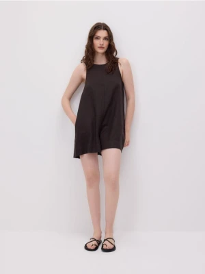 Reserved - Kombinezon z lnu - ciemnobrązowy