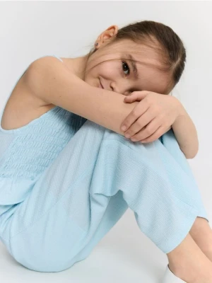 Reserved - Kombinezon z marszczonej tkaniny - jasnoniebieski