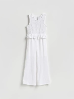 Reserved - Kombinezon z marszczonej tkaniny - złamana biel