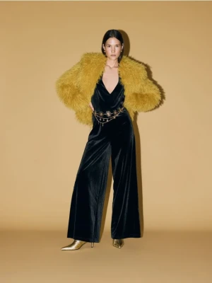 Reserved - Kombinezon z ozdobnym paskiem - czarny