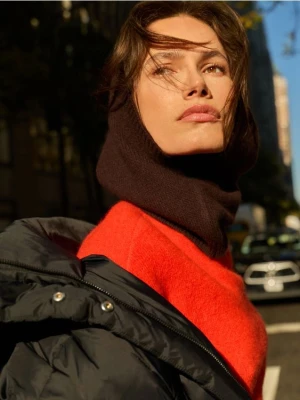 Reserved - Kominiarka z wełną i kaszmirem - ciemnobrązowy