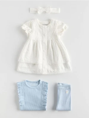 Reserved - Komplet sukienka z opaską na głowe - złamana biel