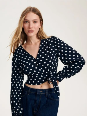 Reserved - Kopertowa bluzka z wiskozy - granatowy