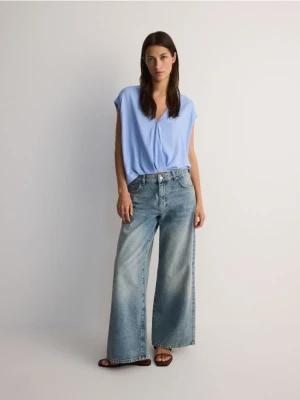 Reserved - Kopertowa bluzka z wiskozy - jasnoniebieski