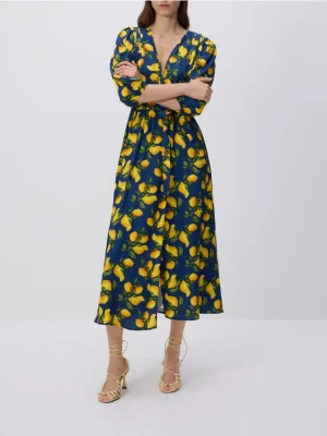 Reserved - Kopertowa sukienka midi - granatowy