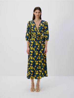 Reserved - Kopertowa sukienka midi - granatowy