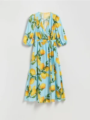 Reserved - Kopertowa sukienka midi - wielobarwny