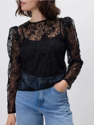 Reserved - Koronkowa bluzka - czarny