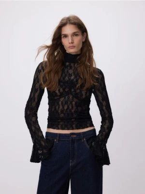 Reserved - Koronkowa bluzka - czarny