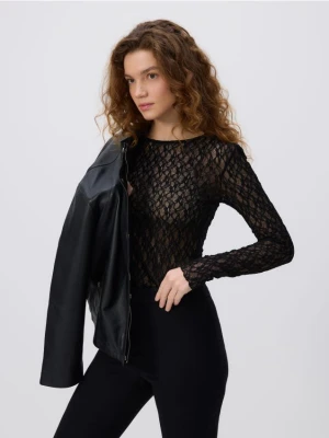 Reserved - Koronkowa bluzka - czarny