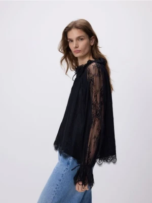 Reserved - Koronkowa bluzka - czarny