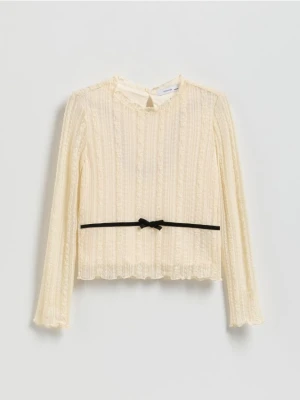 Reserved - Koronkowa bluzka - kremowy