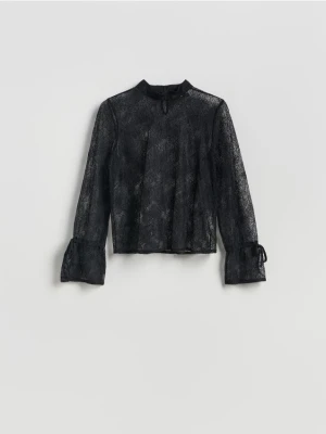 Reserved - Koronkowa bluzka ze stójką - czarny