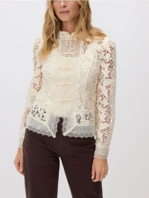 Reserved - Koronkowa bluzka - złamana biel