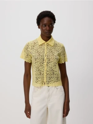 Reserved - Koronkowa koszula - jasnożółty
