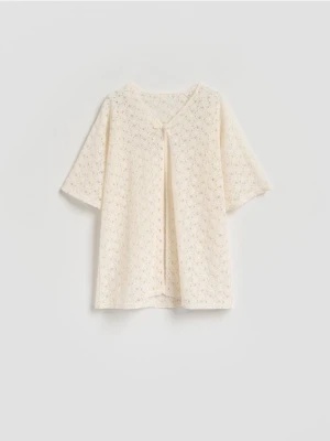 Reserved - Koronkowa narzutka plażowa - złamana biel