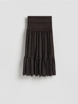 Reserved - Koronkowa spódnica maxi - ciemnobrązowy
