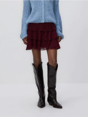 Reserved - Koronkowa spódnica mini - ciemnofioletowy
