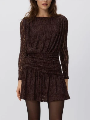 Reserved - Koronkowa sukienka - ciemnobrązowy